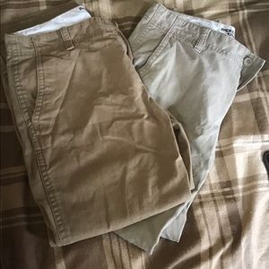 Two pairs of broken in khakis size 36x30